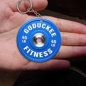 Gym Dumbbell Keychain - Custom Name & Weigh LB - Keychains - GoDuckee