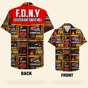 Personalized Firefighter Hawaiian Shirt - Still Play With Fire Trucks - Red Fire Pattern - Hawaiian Shirts - GoDuckee