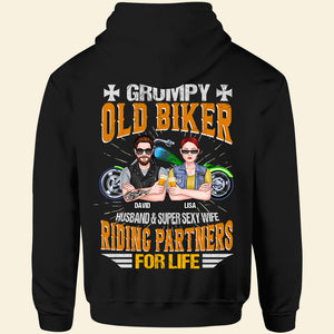 Personalized Biker Shirt - Grumpy Old Biker Husband & Super Sexy Wife - Couple With A Bike - Shirts - GoDuckee