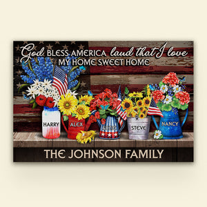 God Bless America Land That I Love Personalized Family Canvas Print Gift For Family - Poster & Canvas - GoDuckee