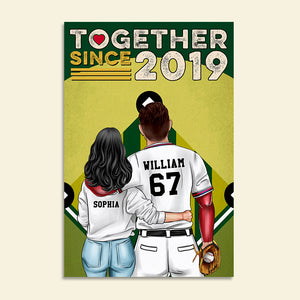 Personalized Baseball Couple Poster - Together Since - Couple Shoulder to Shoulder - Poster & Canvas - GoDuckee