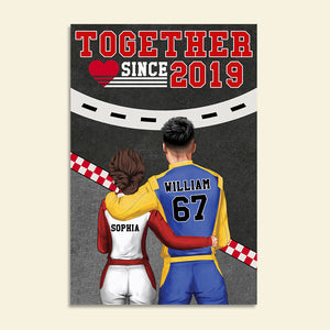 Personalized Racing Couple Poster - Together Since - Couple Shoulder to Shoulder - Poster & Canvas - GoDuckee