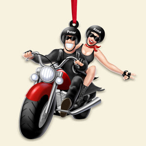 I Lead The Way Because I Know You Always Have My Back, Young Couple Motorcycle Forever Acrylic Shape Ornament - Ornament - GoDuckee