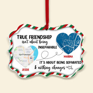 Friends With A Distance It's About Separated And Nothing Changes, Medallion Acrylic Ornament, Christmas Gift For Besties - Ornament - GoDuckee