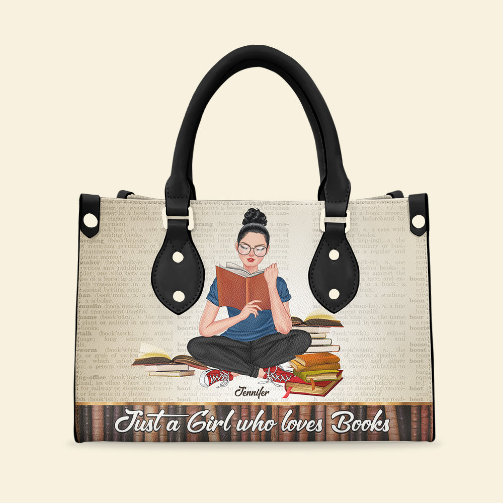 Just A Girl Who Loves Books, Personalized Leather Bag, Gifts for Reading Lovers - Leather Bag - GoDuckee