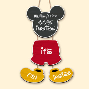 Come Inside It's Fun Inside Personalized Teacher Pallet Wood Sign Gift For Teacher - Wood Sign - GoDuckee