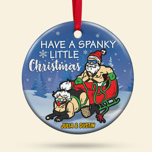 Couple Santa Ceramic Circle Ornament, Personalized Christmas Gift, Have A Little Christmas - Ornament - GoDuckee