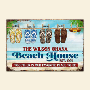 Family Beach House - Personalized Metal Sign - Metal Wall Art - GoDuckee