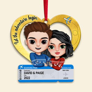 Let The Adventure Begin, Travel Couple Acrylic Custom Shape Ornament - Ornament - GoDuckee