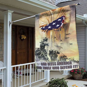 God Bless America And Those Who Defend It! - House Flag - Flag - GoDuckee