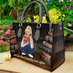 And She Lived Happily Ever After - Personalized Leather Bag - Gift For Book Lovers - Leather Bag - GoDuckee