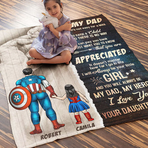 Dad You're Appreciated You Will Always Be My Dad My Hero, Personalized Blanket, Father's Day Gifts for Dad - Blanket - GoDuckee