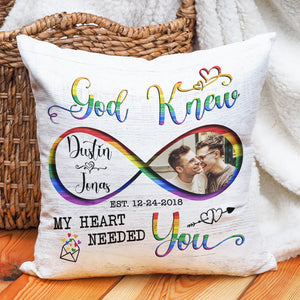 LGBT God Knew My Heart Needed You - Custom Photo Pillow - Pillow - GoDuckee