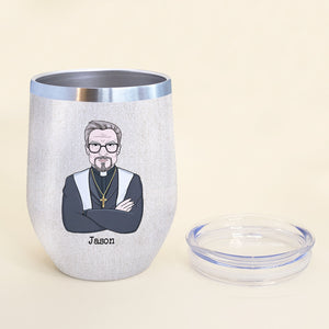 Personalized Pastor Wine Tumbler - Hardcore Devil Stomping Ninja - Wine Tumbler - GoDuckee