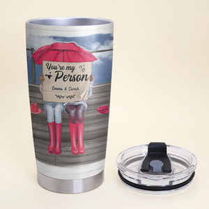 Personalized Bestie Tumbler Cup - A Friend Can Mean So Much To Me - Bestie Sitting Together - Tumbler Cup - GoDuckee