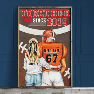 American Football Couple Together Since - Personalized Wall Art - Gift for Players - Couple Shoulder to Shoulder - Poster & Canvas - GoDuckee
