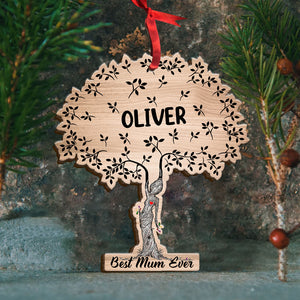 Mother and Grandmother Tree, Personalized Wood Ornament - Ornament - GoDuckee