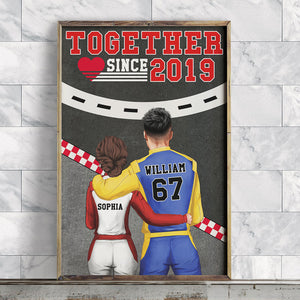 Personalized Racing Couple Poster - Together Since - Couple Shoulder to Shoulder - Poster & Canvas - GoDuckee