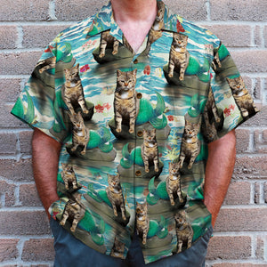Mermaid Cat Sitting on Rock Island - Custom Photo Hawaiian Shirt, Aloha Shirt - Hawaiian Shirts - GoDuckee