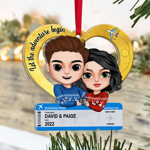Let The Adventure Begin, Travel Couple Acrylic Custom Shape Ornament - Ornament - GoDuckee