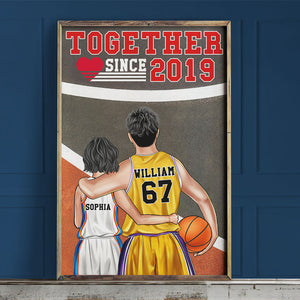Personalized Basketball Couple Poster - Together Since - Couple Shoulder to Shoulder - Poster & Canvas - GoDuckee