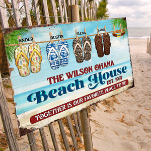 Family Beach House - Personalized Metal Sign - Metal Wall Art - GoDuckee