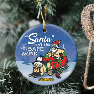 Couple Santa Ceramic Circle Ornament, Personalized Christmas Gift, Have A Little Christmas - Ornament - GoDuckee