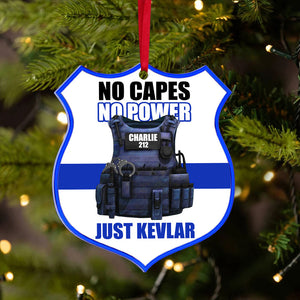 No Capes No Power, Police Christmas Acrylic Custom Shape Ornament - Ornament - GoDuckee