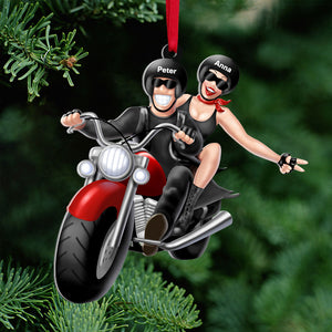 I Lead The Way Because I Know You Always Have My Back, Young Couple Motorcycle Forever Acrylic Shape Ornament - Ornament - GoDuckee