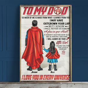 To My Hero Dad, Love You In Every Universe, Personalized Canvas Print, Gifts for Dads - Poster & Canvas - GoDuckee