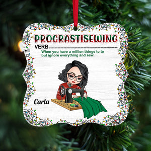 Sewing Procrastisewing Ignore Everything And Sew, Personalized Wood Ornament, Christmas Gift - Ornament - GoDuckee