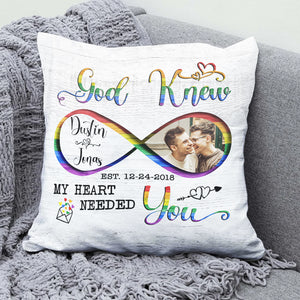 LGBT God Knew My Heart Needed You - Custom Photo Pillow - Pillow - GoDuckee