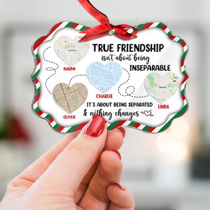 Friends With A Distance It's About Separated And Nothing Changes, Medallion Acrylic Ornament, Christmas Gift For Besties - Ornament - GoDuckee