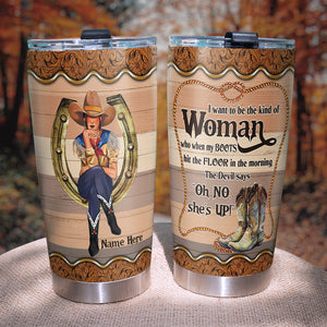 Personalized Cowgirl Tumbler Cup - Oh No She's Up - Front Coll Cowgirl - Tumbler Cup - GoDuckee