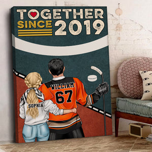 Personalized Hockey Couple Poster - Together Since - Couple Shoulder to Shoulder - Poster & Canvas - GoDuckee