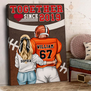 American Football Couple Together Since - Personalized Wall Art - Gift for Players - Couple Shoulder to Shoulder - Poster & Canvas - GoDuckee