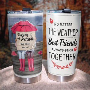 Personalized Friends Tumbler Cup Always Stick Together - Sitting Friends, Bestie - Tumbler Cup - GoDuckee