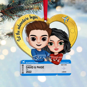 Let The Adventure Begin, Travel Couple Acrylic Custom Shape Ornament - Ornament - GoDuckee