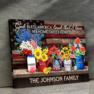 God Bless America Land That I Love Personalized Family Canvas Print Gift For Family - Poster & Canvas - GoDuckee
