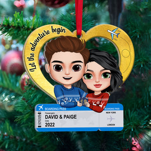 Let The Adventure Begin, Travel Couple Acrylic Custom Shape Ornament - Ornament - GoDuckee