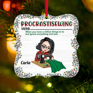 Sewing Procrastisewing Ignore Everything And Sew, Personalized Wood Ornament, Christmas Gift - Ornament - GoDuckee