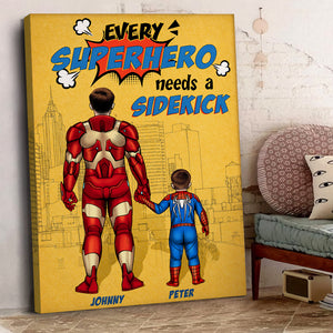 Every Hero Needs A Sidekick, Personalized Canvas Print, Father's Day Gifts For Dad, Grandpa, Uncle - Poster & Canvas - GoDuckee