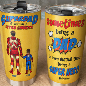 Super Dad and Little Sidekick, Personalized Tumbler, Father's Day Gifts for Dad, Grandpa, Uncle - Tumbler Cup - GoDuckee