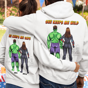 She Keeps me Wild & He Keeps Me Safe, Couple Hoodie - Shirts - GoDuckee