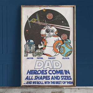 Dad Heroes Come In Shapes and Sizes, Personalized Canvas Print, Gifts for Dads (Wrinkled Print Effect) - Poster & Canvas - GoDuckee
