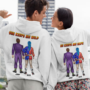She Keeps me Wild & He Keeps Me Safe, Couple Hoodie - Shirts - GoDuckee