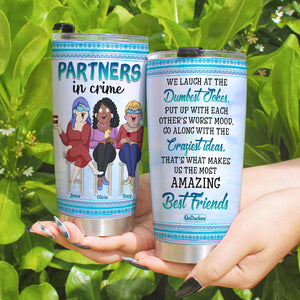 Partners In Crime, Best Friend Bar And Drinking Personalized Tumbler - Tumbler Cup - GoDuckee