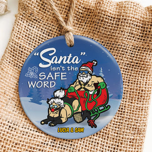 Couple Santa Ceramic Circle Ornament, Personalized Christmas Gift, Have A Little Christmas - Ornament - GoDuckee