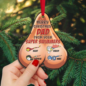 Merry Christmas Dad From Your Super Swimmers, Personalized Christmas Ornament - Ornament - GoDuckee