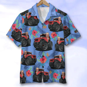 Car And Flower Background - Custom Photo Hawaiian Shirt, Aloha Shirt - Hawaiian Shirts - GoDuckee